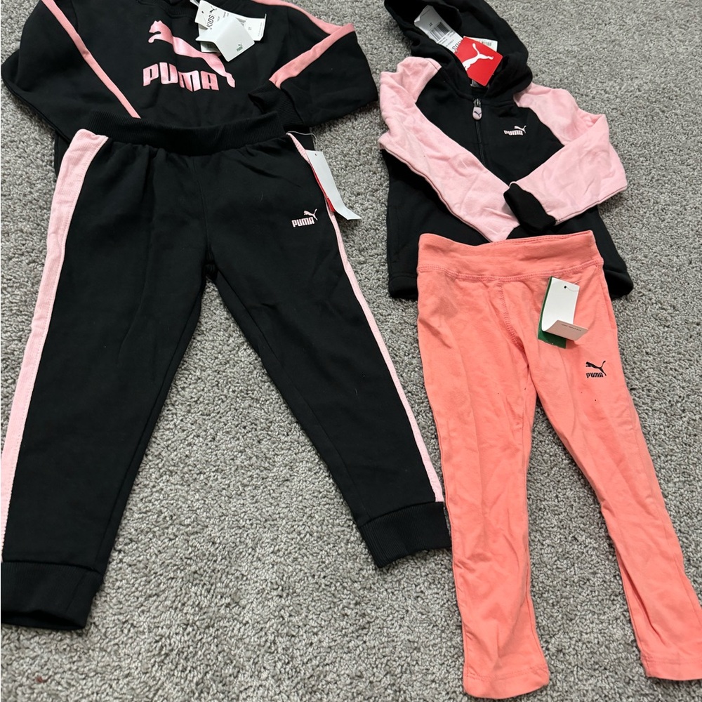Puma Kids Black and Pink Jogger Set